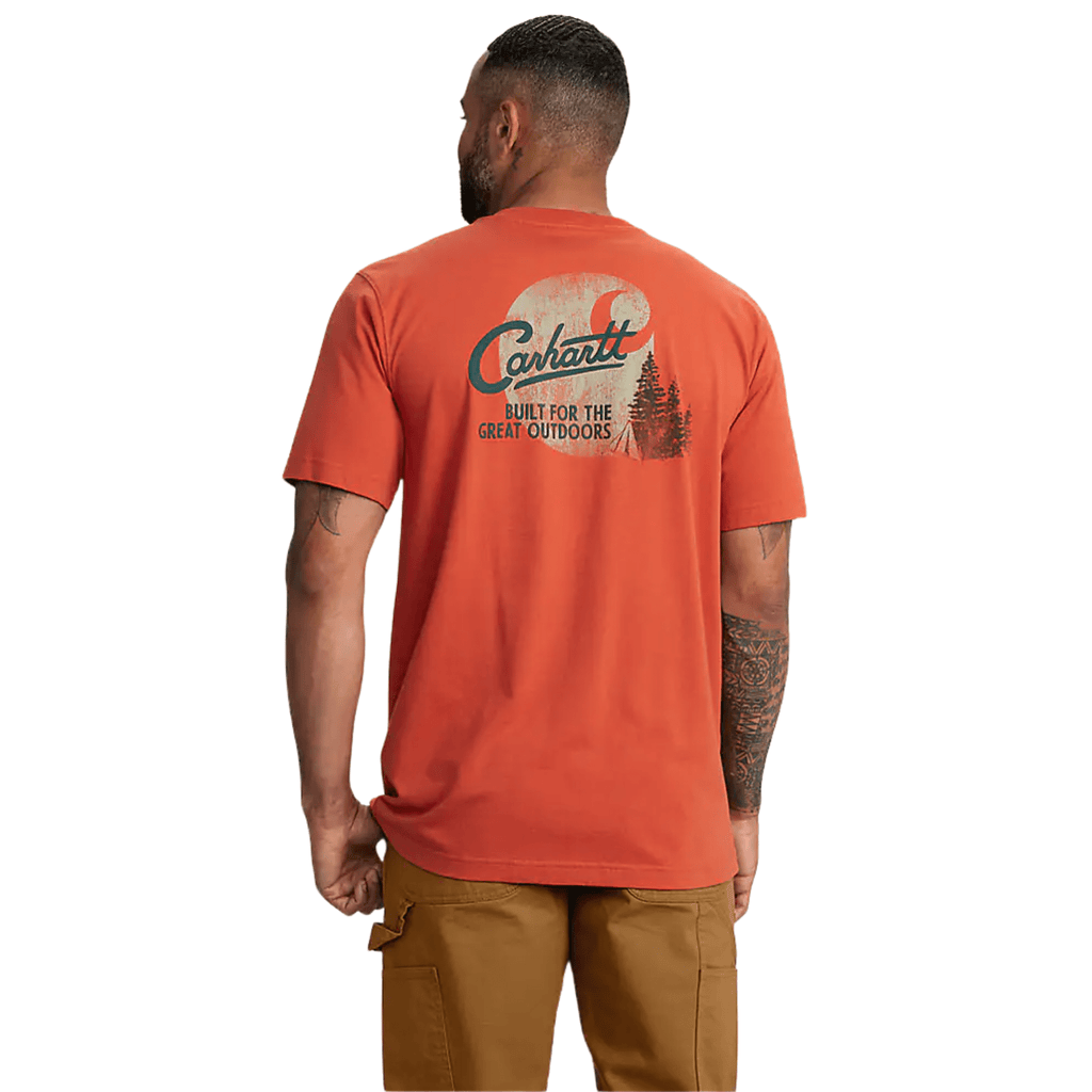 Carhartt Men's Relaxed Fit Lightweight Short Sleeve Pocket Camp Graphic Tee - Saddle Red - Lenny's Shoe & Apparel