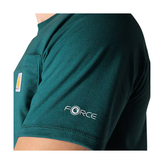 Dark teal short-sleeve T-shirt with a chest pocket and white FORCE logo on the sleeve