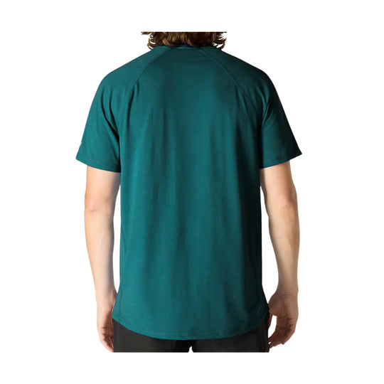 Teal short-sleeve T-shirt shown from the back