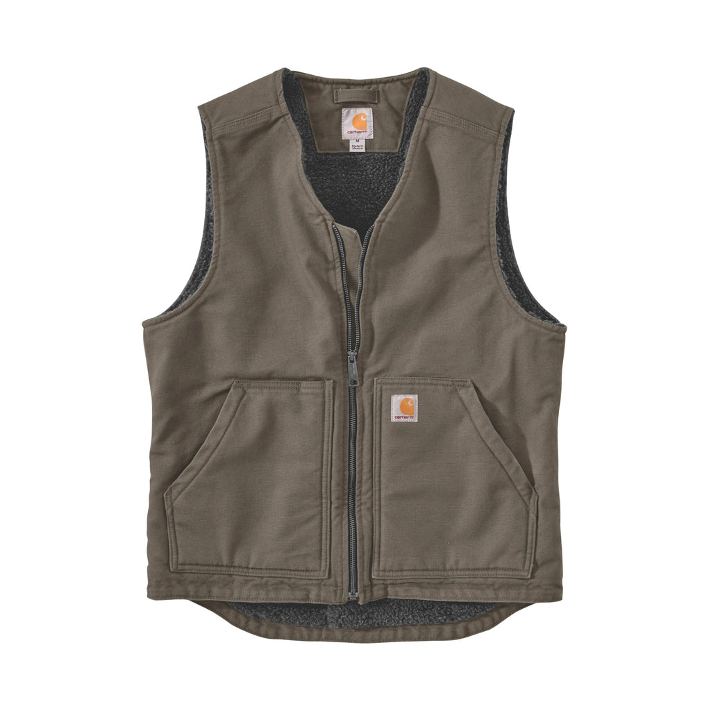 Carhartt Men's Relaxed Fit Washed Duck Sherpa Lined Vest - Driftwood - Lenny's Shoe & Apparel