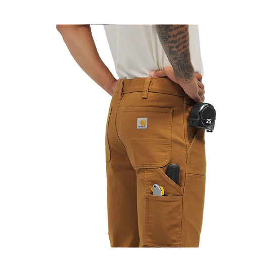Brown work pants with double front knees and utility pockets