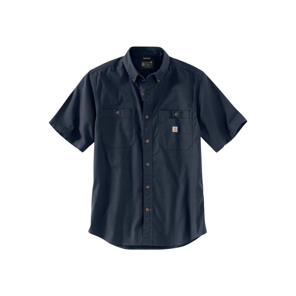 Carhartt Men's Rugged Flex Rigby Short Sleeve Work Shirt - Navy - Lenny's Shoe & Apparel