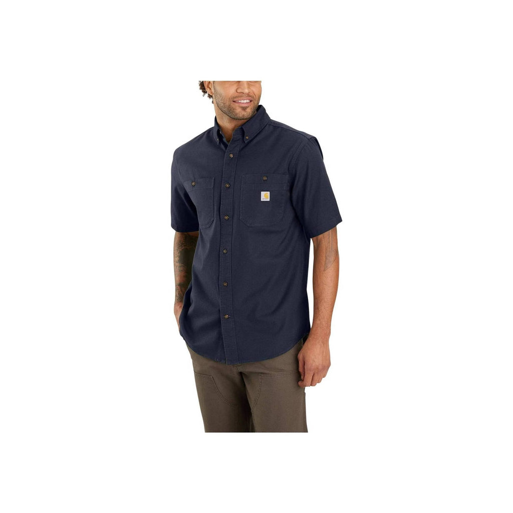 Carhartt Men's Rugged Flex Rigby Short Sleeve Work Shirt - Navy - Lenny's Shoe & Apparel