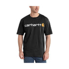 Person wearing a black Carhartt t-shirt on a white background