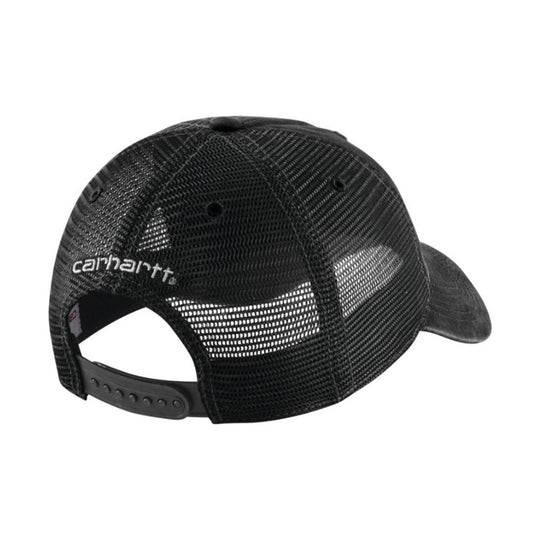 Black mesh cap with Carhartt logo on a white background