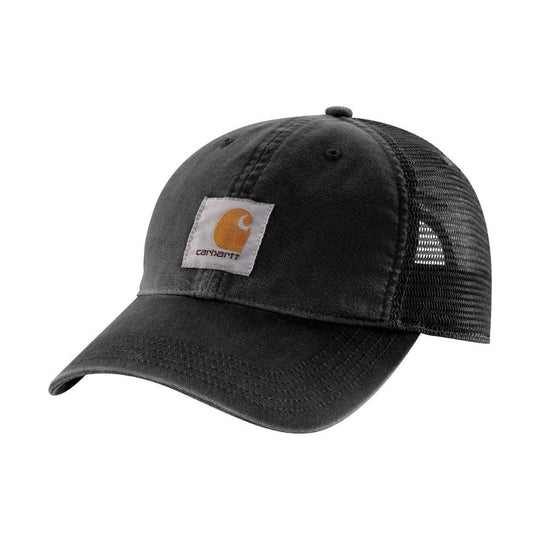 Black cap with Carhartt logo on a white background