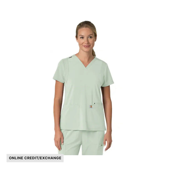 Carhartt Women's Force Cross Flex Panel V Neck Scrub Top - Fresh Mint - ONLINE CREDIT/EXCHANGE - Lenny's Shoe & Apparel