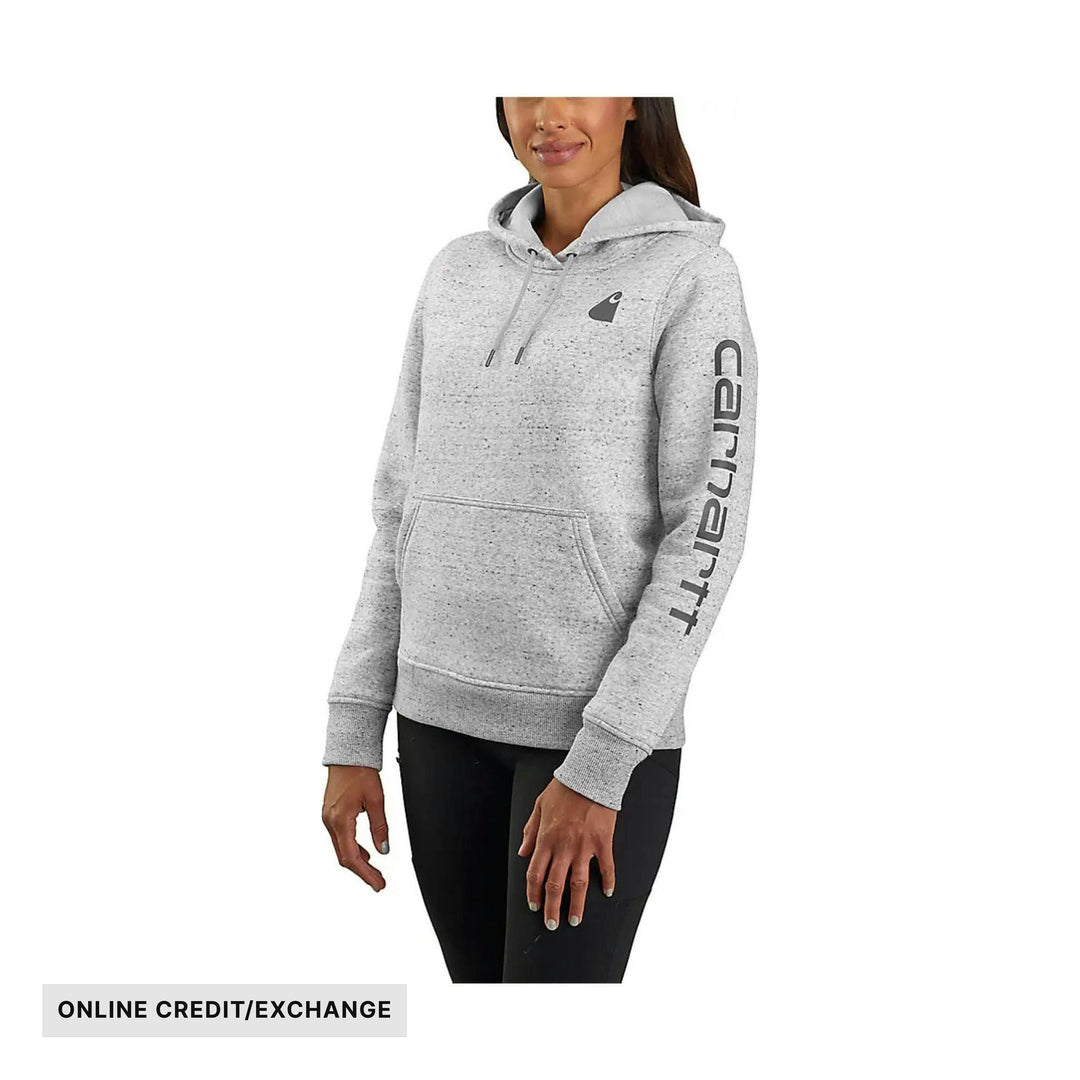 Carhartt Women's Relaxed Fit Midweight Logo Sleeve Graphic Sweatshirt - Asphalt Heather Nep - ONLINE CREDIT/EXCHANGE - Lenny's Shoe & Apparel
