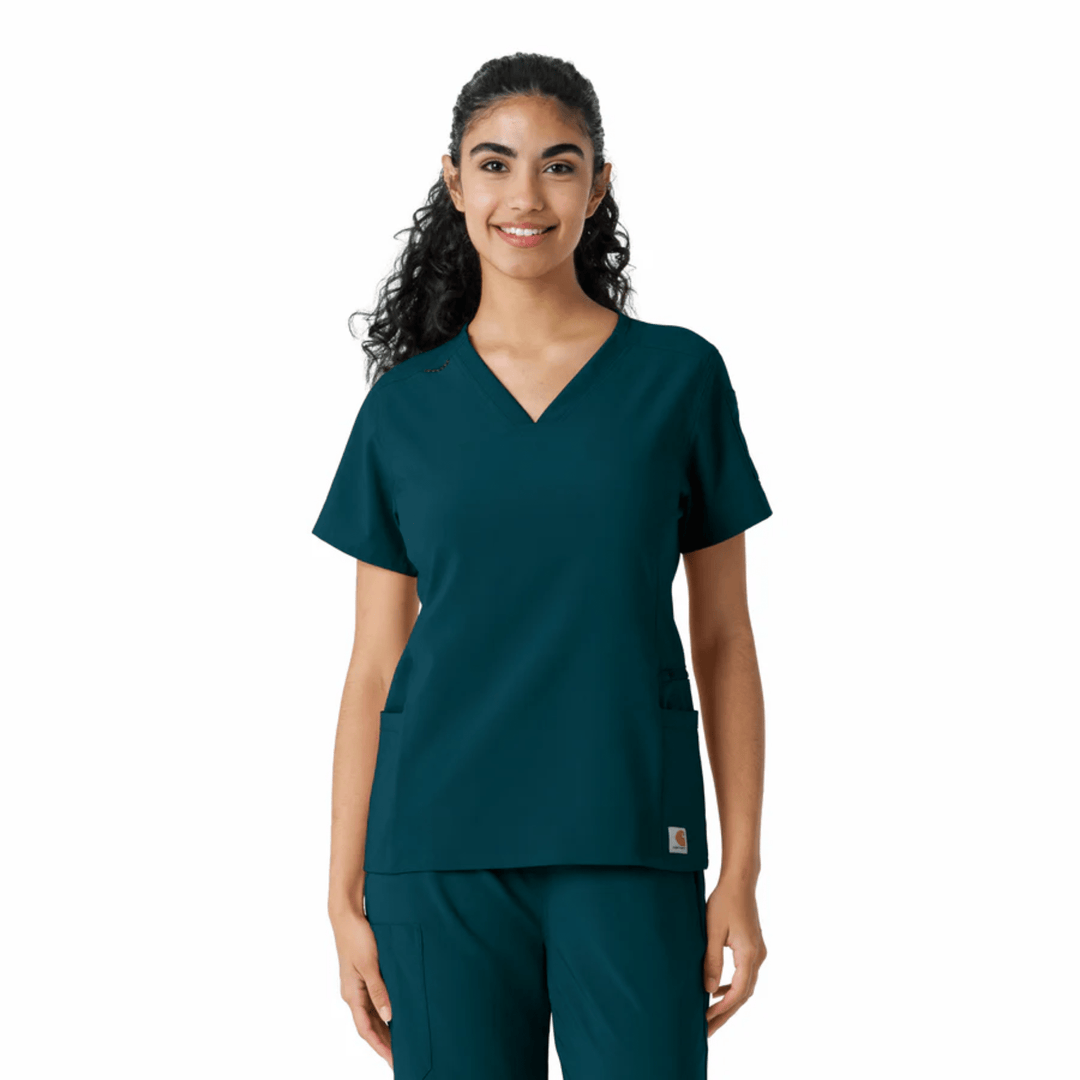 Carhartt Women's Force Cross Flex Knit Panel Scrub - Caribbean - Lenny's Shoe & Apparel