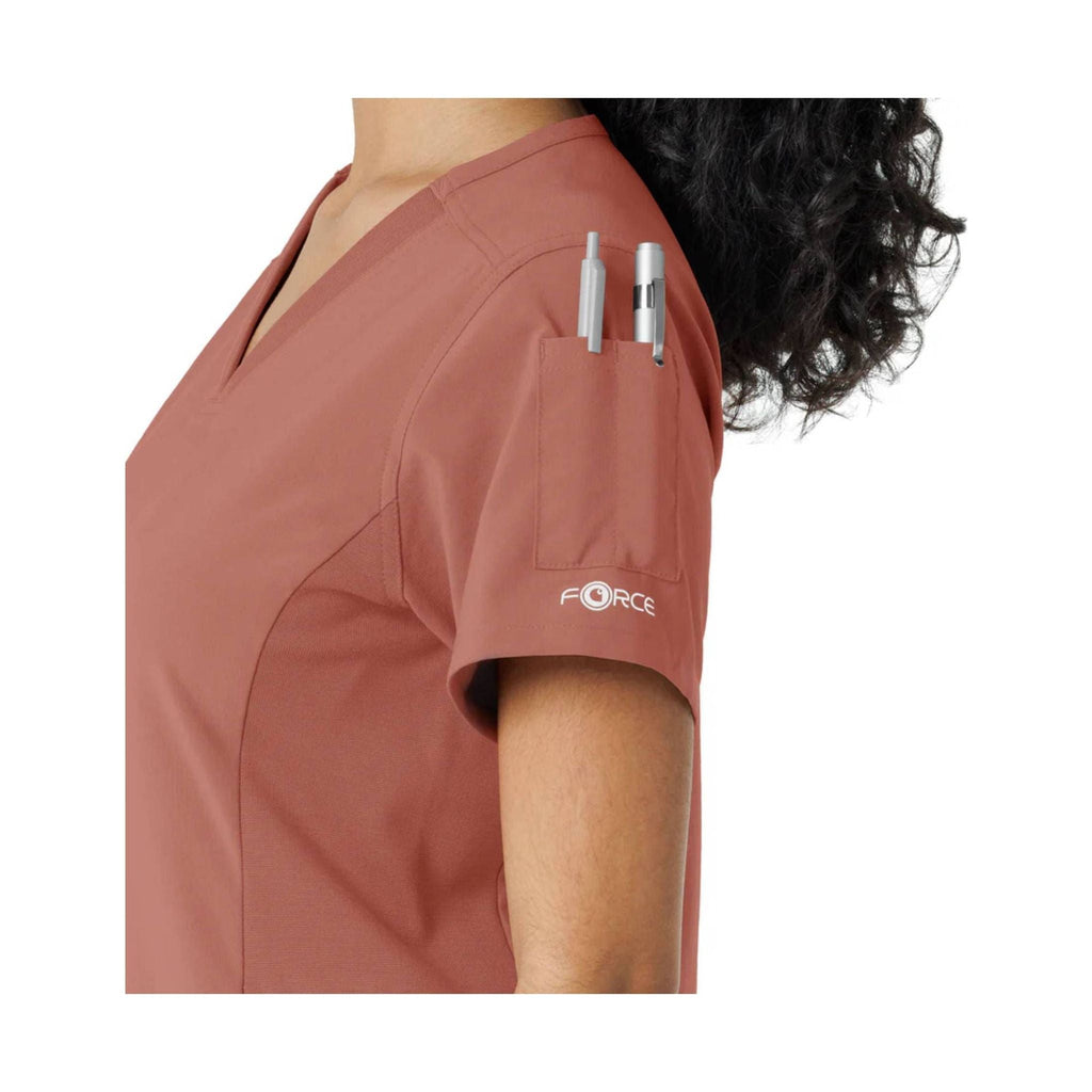 Carhartt Women's Force Cross Flex Knit Panel Scrub Top - Wild Rose - Lenny's Shoe & Apparel
