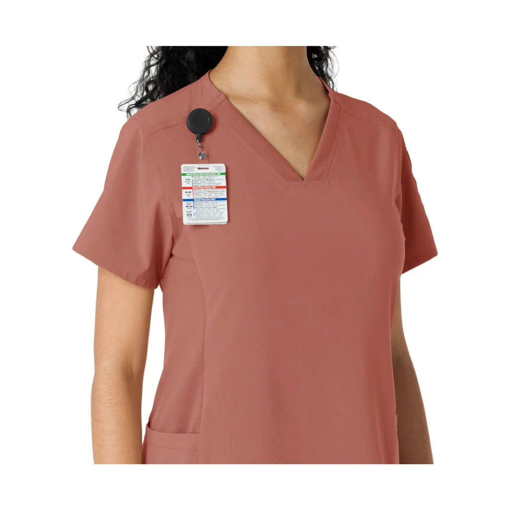 Carhartt Women's Force Cross Flex Knit Panel Scrub Top - Wild Rose - Lenny's Shoe & Apparel