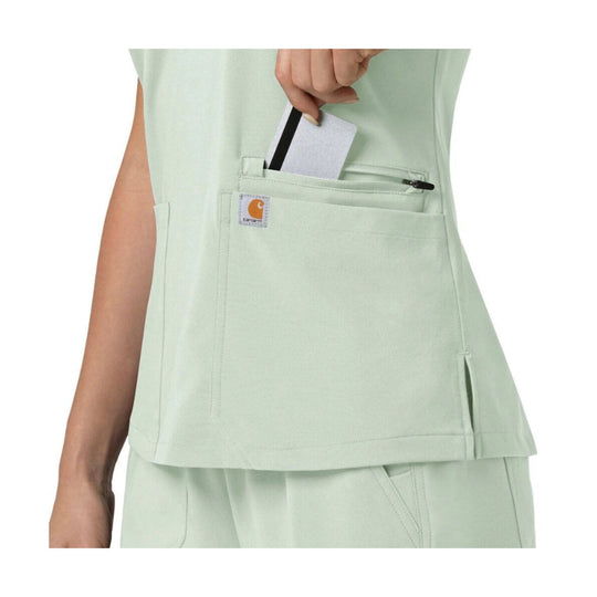Carhartt Women's Force Cross Flex Panel V Neck Scrub Top - Fresh Mint - Lenny's Shoe & Apparel
