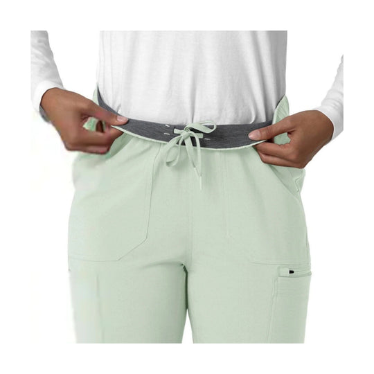 Light mint cargo scrub pants with drawstring waist and side pockets