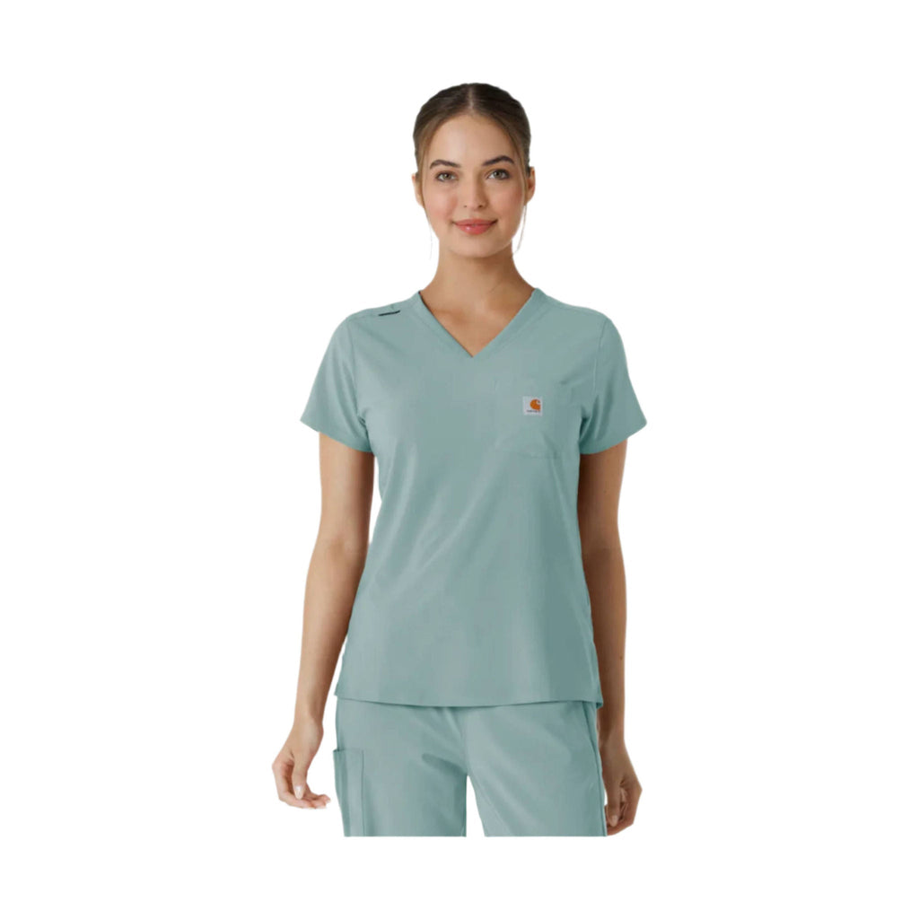 Carhartt Women's Force Cross Flex Tuck In Scrub Top - Summer Blue - Lenny's Shoe & Apparel