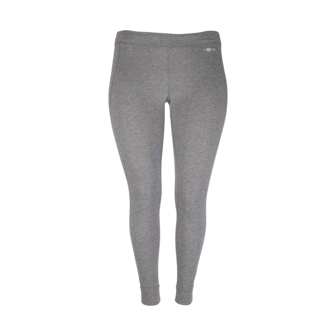 Gray heathered knit leggings with ankle cuffs and small Force logo