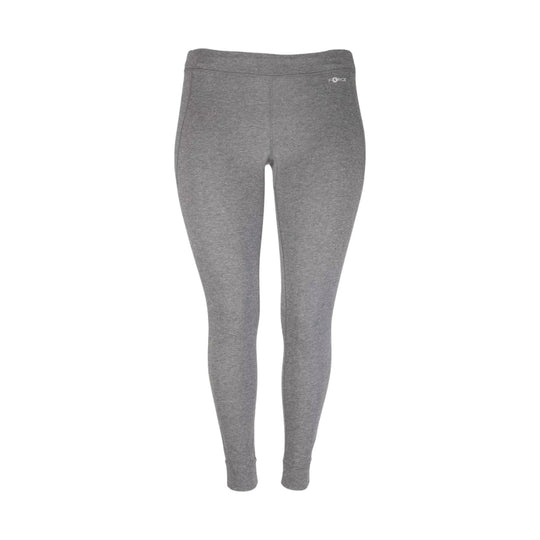 Gray heathered knit leggings with ankle cuffs and small Force logo