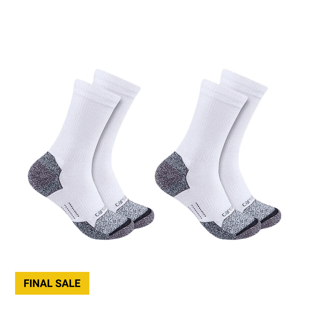 Carhartt Women's Force Midweight Synthetic Blend Crew Sock 2 Pack - White - Lenny's Shoe & Apparel