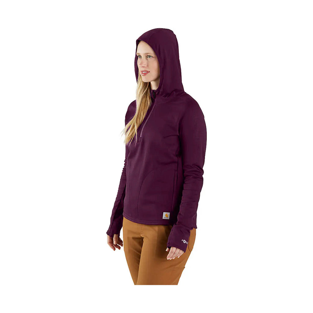 Carhartt Women's Force Relaxed Fit Half Zip Hooded T Shirt - Eggplant - Lenny's Shoe & Apparel