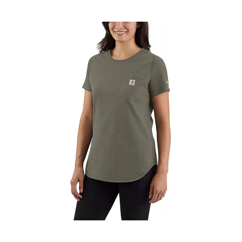 Carhartt Women's Force Relaxed Fit Midweight Pocket T Shirt - Dusty Olive - Lenny's Shoe & Apparel