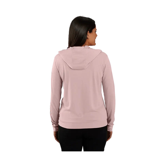 Light pink long-sleeve hooded shirt shown from the back