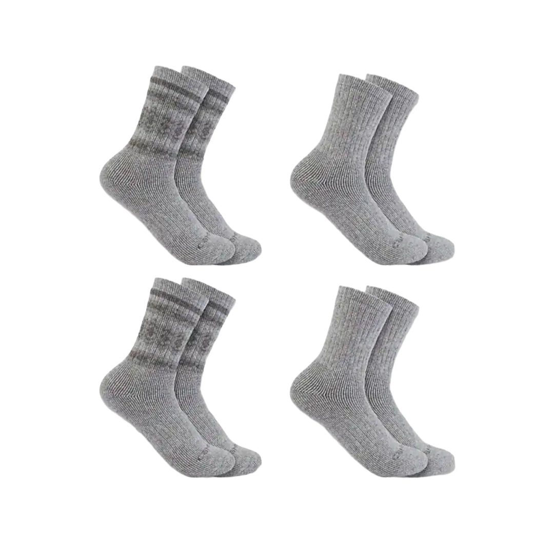 Carhartt Women's Heavyweight Synthetic Wool Blend Crew 4 Pack Socks - Heather Gray - Lenny's Shoe & Apparel