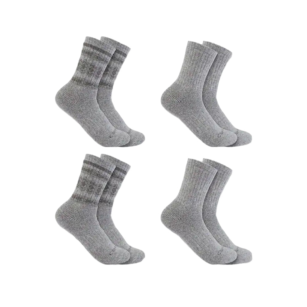 Carhartt Women's Heavyweight Synthetic Wool Blend Crew 4 Pack Socks - Heather Gray - Lenny's Shoe & Apparel