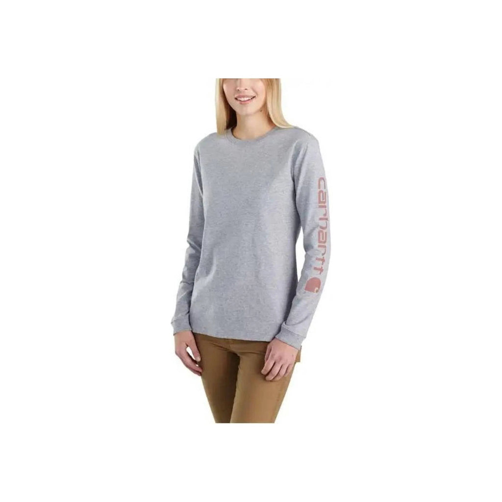Carhartt Women's Long Sleeve Logo T-Shirt - Heather Gray - Lenny's Shoe & Apparel