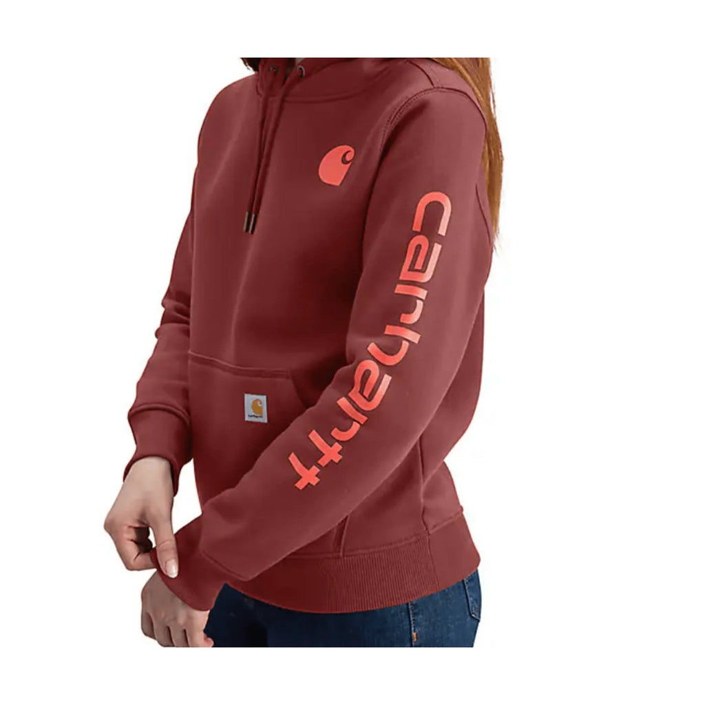 Carhartt Women's Relaxed Fit Midweight Logo Sleeve Graphic Sweatshirt - Barnwood - Lenny's Shoe & Apparel