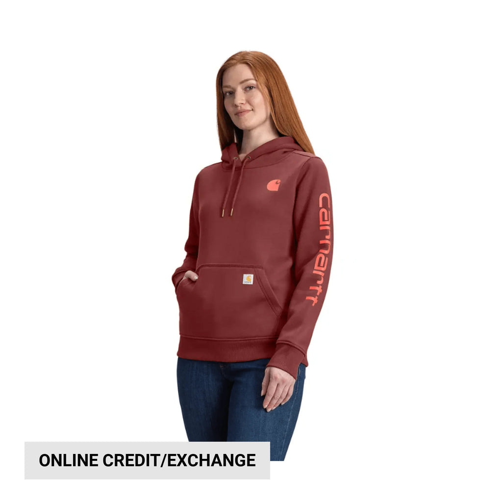 Carhartt Women's Relaxed Fit Midweight Logo Sleeve Graphic Sweatshirt - Barnwood - Lenny's Shoe & Apparel
