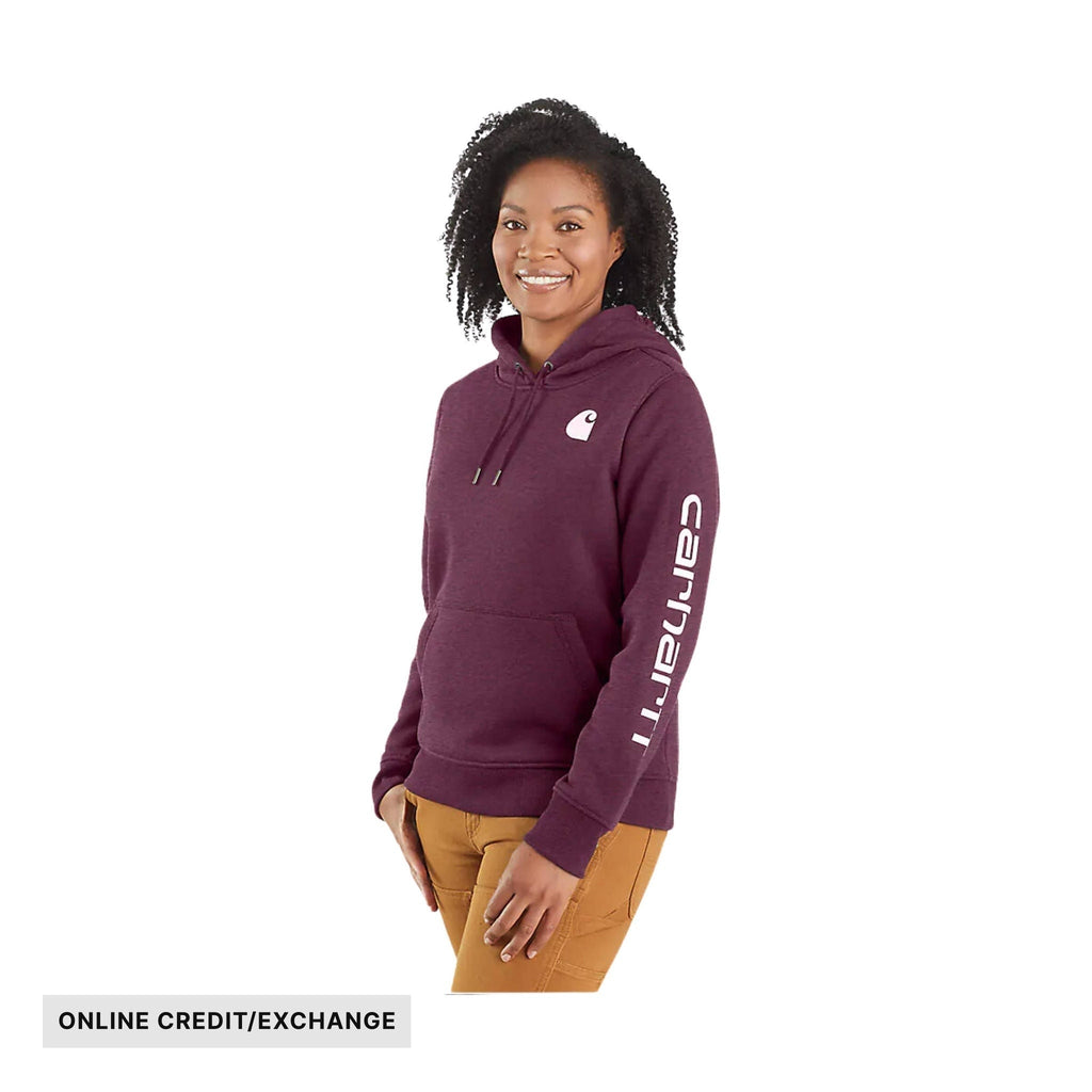 Carhartt Women's Relaxed Fit Midweight Logo Sleeve Graphic Sweatshirt - Blackberry Heather - Lenny's Shoe & Apparel