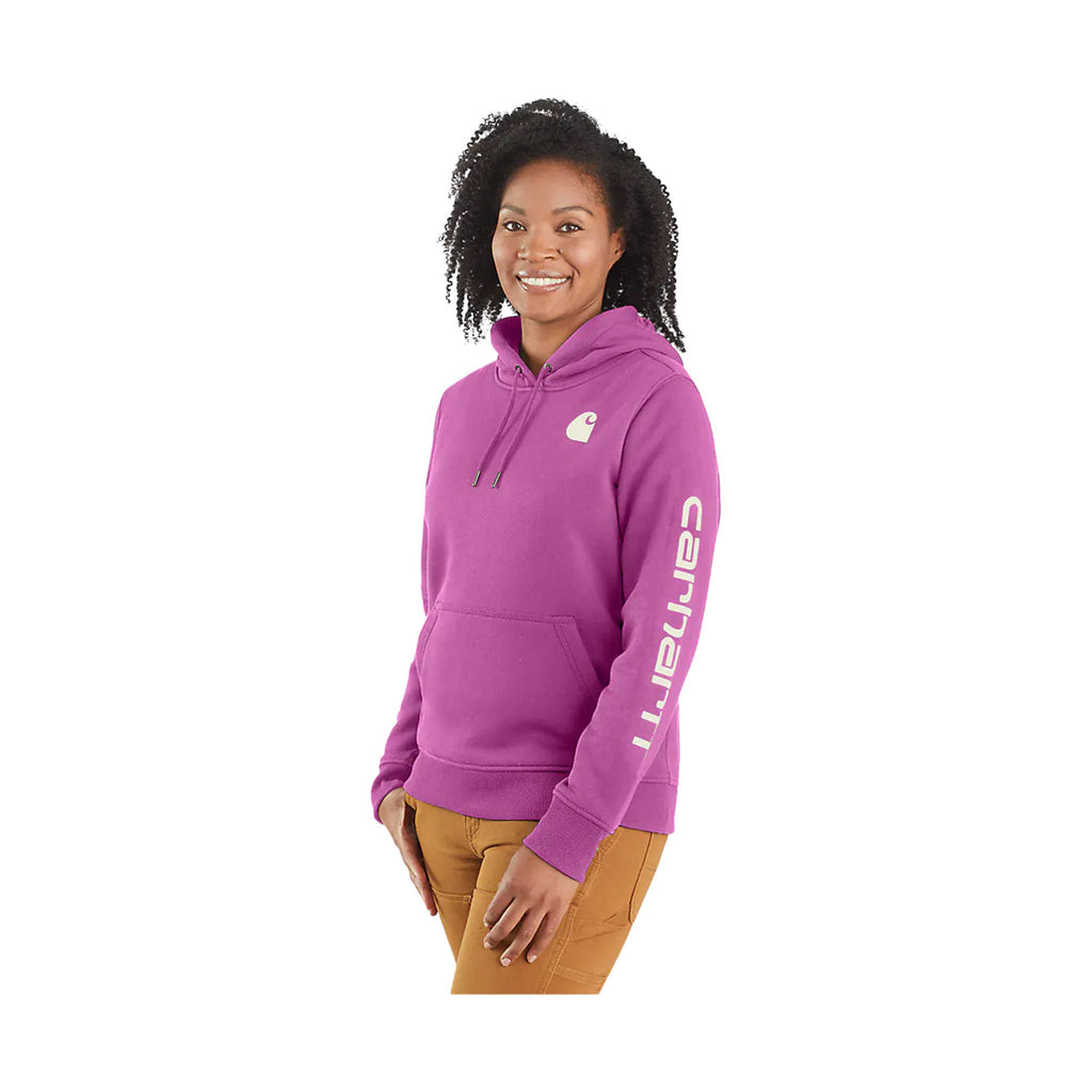 Carhartt Women's Relaxed Fit Midweight Logo Sleeve Graphic Sweatshirt - Cherry Bloom - Lenny's Shoe & Apparel