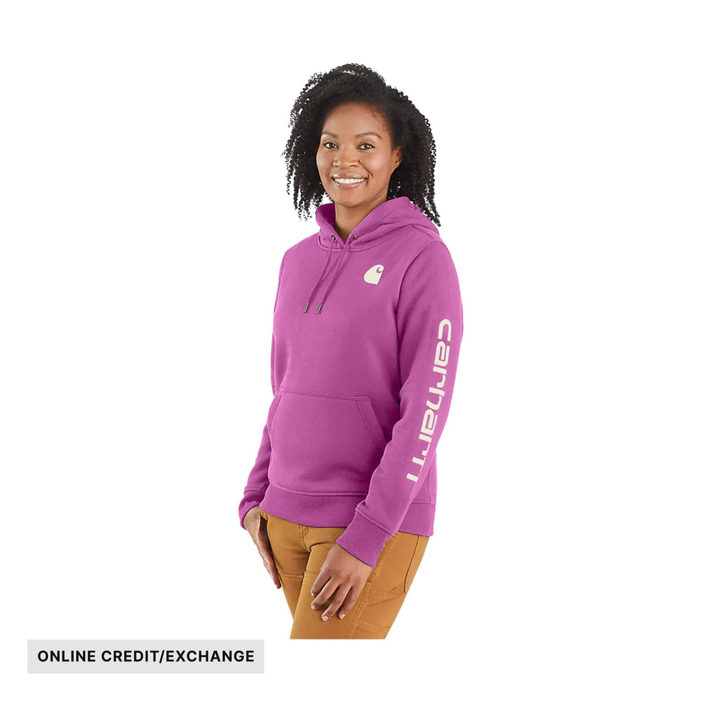 Carhartt Women's Relaxed Fit Midweight Logo Sleeve Graphic Sweatshirt - Cherry Bloom - Lenny's Shoe & Apparel