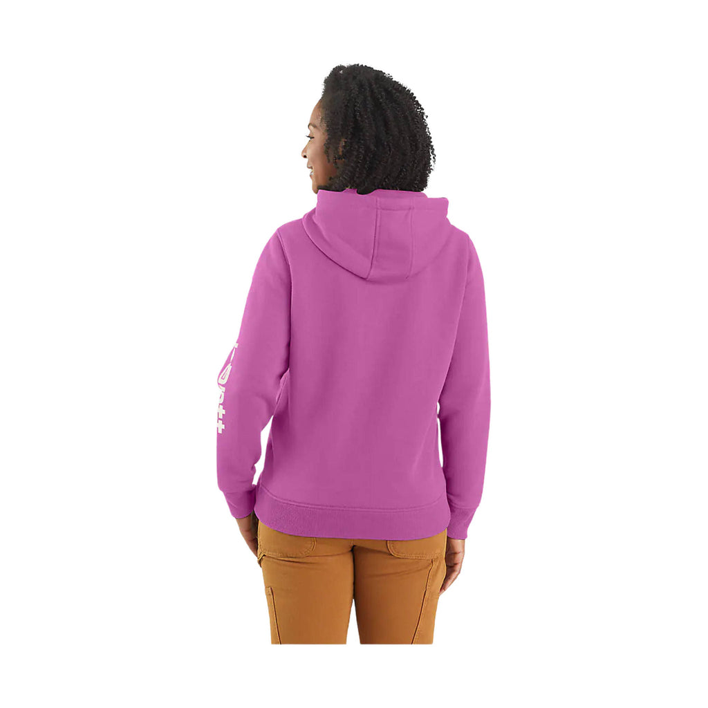 Carhartt Women's Relaxed Fit Midweight Logo Sleeve Graphic Sweatshirt - Cherry Bloom - Lenny's Shoe & Apparel