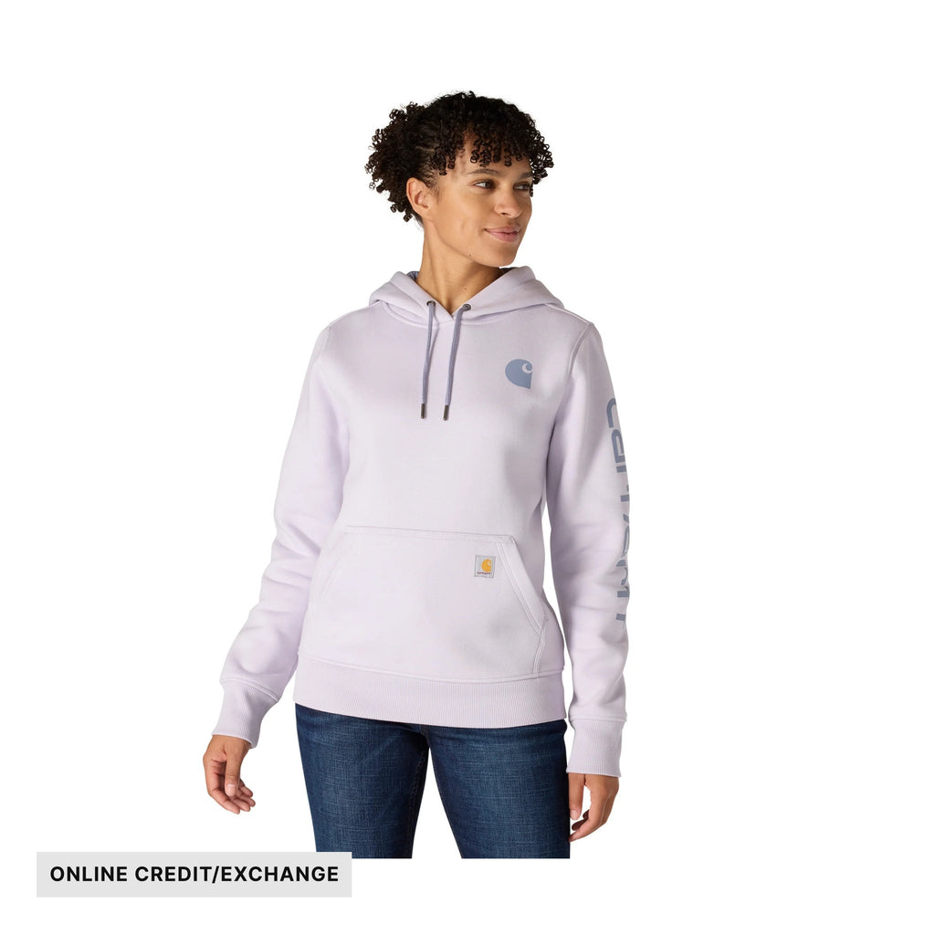 Carhartt Women's Relaxed Fit Midweight Logo Sleeve Graphic Sweatshirt - Mica/Wisteria - Lenny's Shoe & Apparel