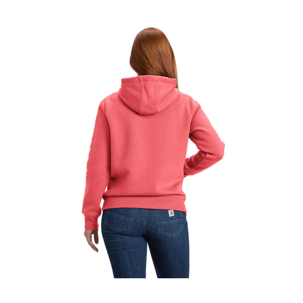 Carhartt Women's Relaxed Fit Midweight Logo Sleeve Graphic Sweatshirt - Pink Salmon Heather - Lenny's Shoe & Apparel