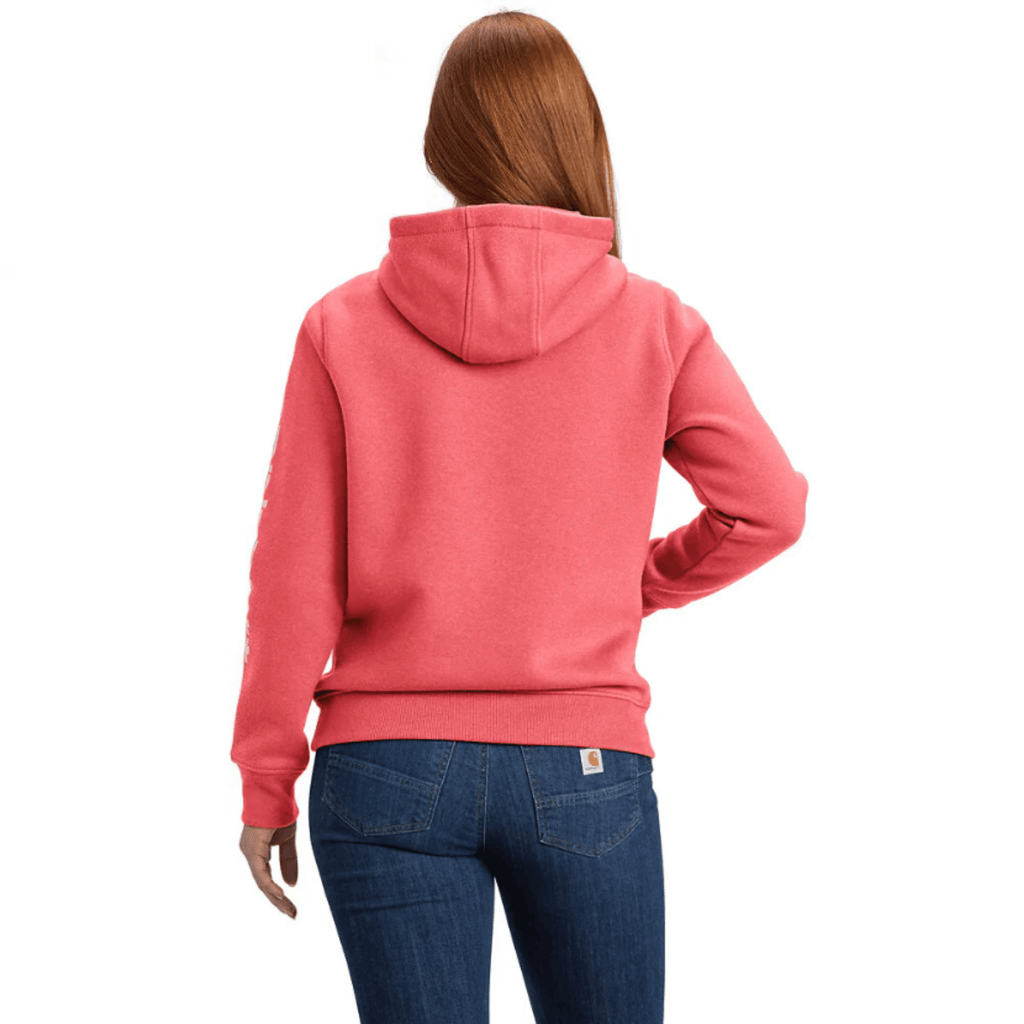 Carhartt Women's Relaxed Fit Midweight Logo Sleeve Graphic Sweatshirt - Pink Salmon Heather - Lenny's Shoe & Apparel