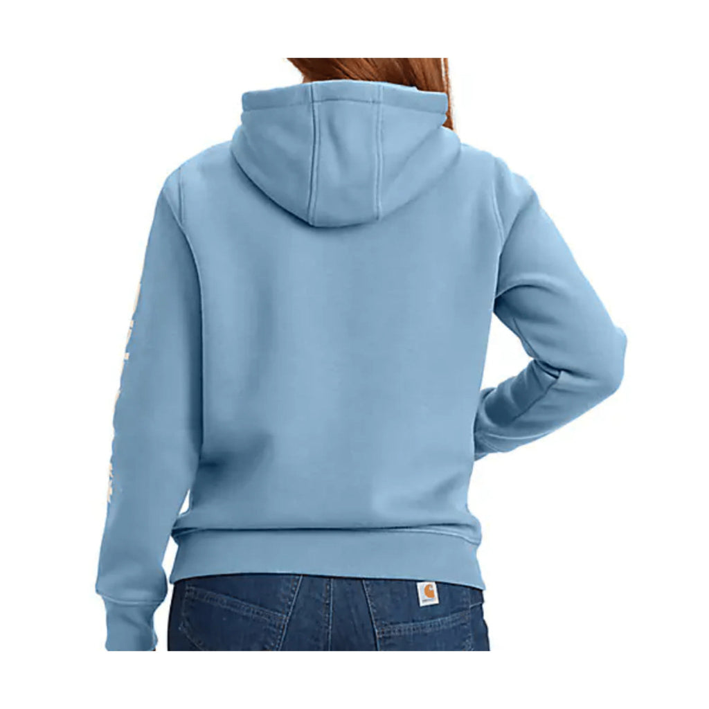 Carhartt Women's Relaxed Fit Midweight Logo Sleeve Graphic Sweatshirt - Summer Sky Blue Heather - Lenny's Shoe & Apparel