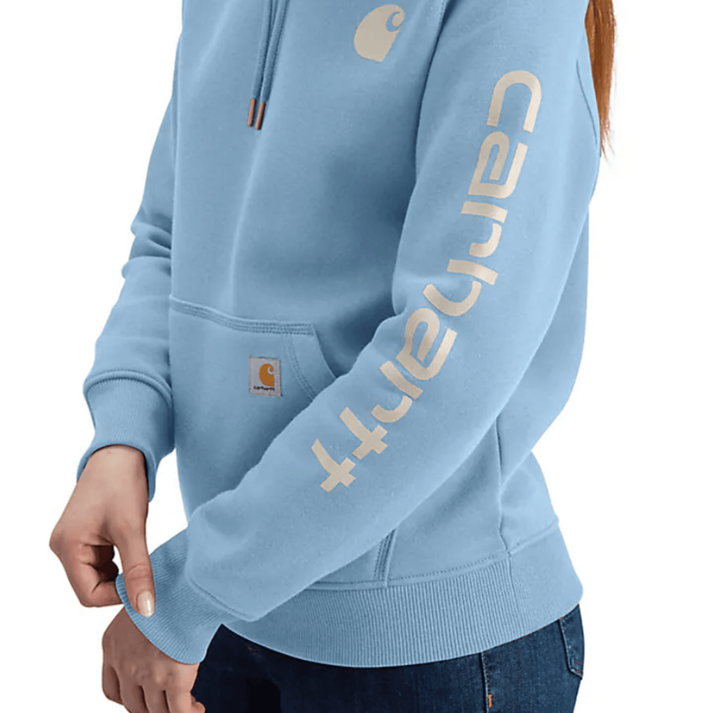 Carhartt Women's Relaxed Fit Midweight Logo Sleeve Graphic Sweatshirt - Summer Sky Blue Heather - Lenny's Shoe & Apparel