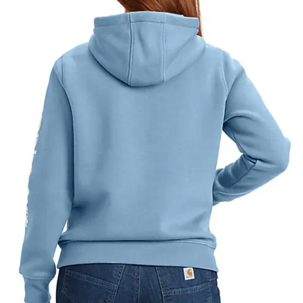 Carhartt Women's Relaxed Fit Midweight Logo Sleeve Graphic Sweatshirt - Summer Sky Blue Heather - Lenny's Shoe & Apparel