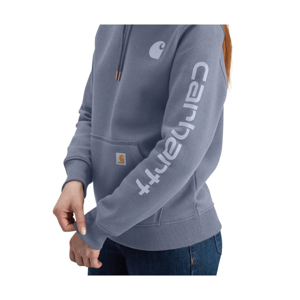 Carhartt Women's Relaxed Fit Midweight Logo Sleeve Graphic Sweatshirt - Wisteria Heather - Lenny's Shoe & Apparel