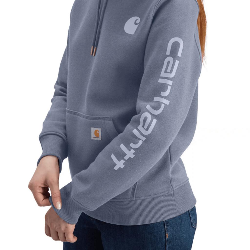 Carhartt Women's Relaxed Fit Midweight Logo Sleeve Graphic Sweatshirt - Wisteria Heather - Lenny's Shoe & Apparel