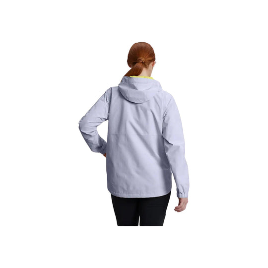 Light gray hooded rain jacket shown from the back