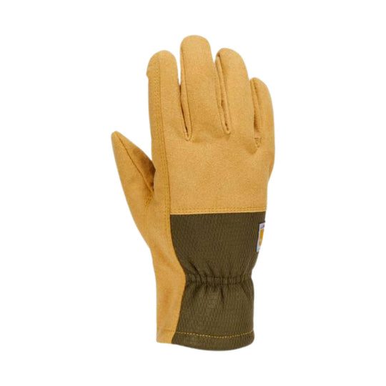 Tan work glove with olive knit wrist cuff