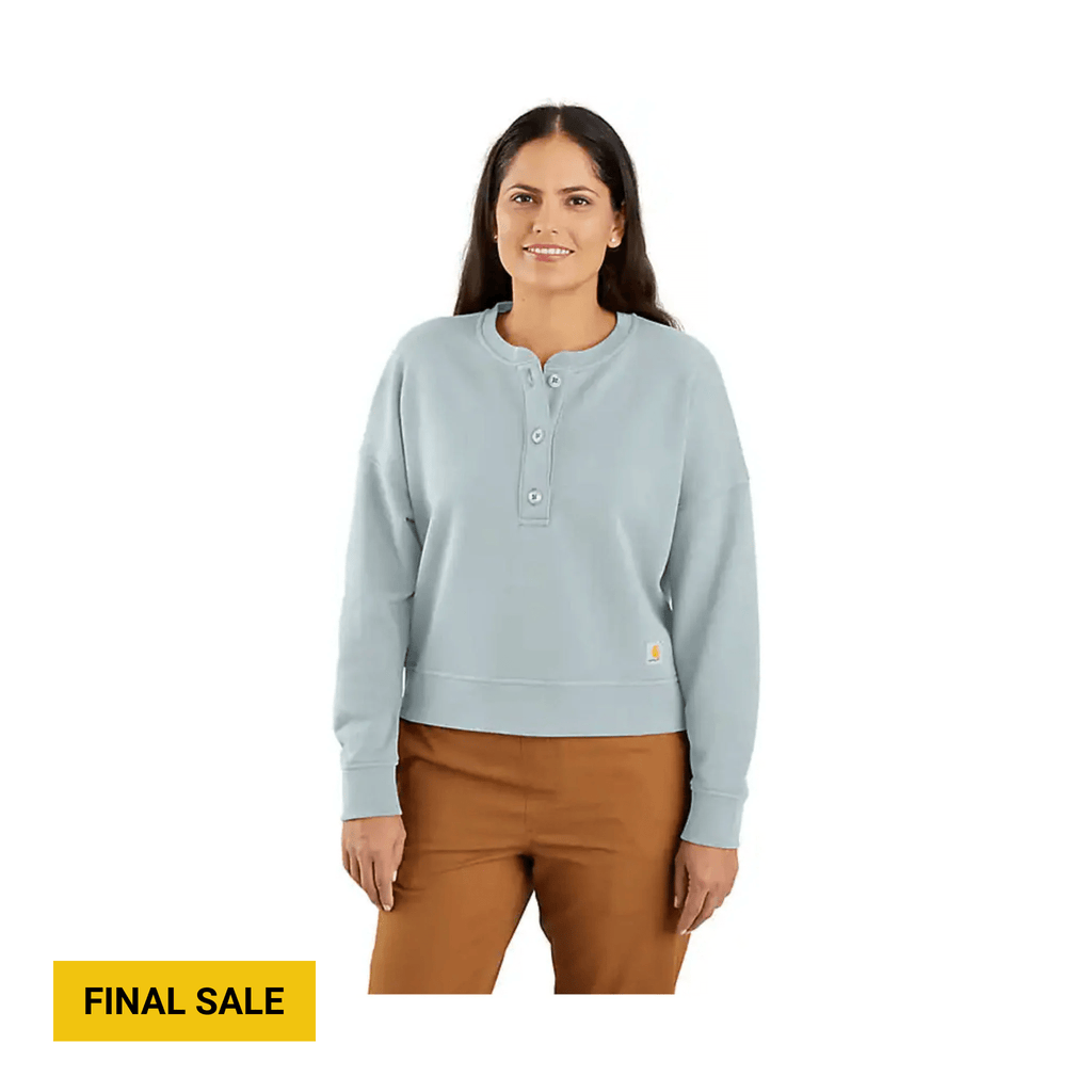 Carhartt Women's Tencel Fiber Series Loose Fit French Terry Henley Sweatshirt - Dew Drop - Lenny's Shoe & Apparel