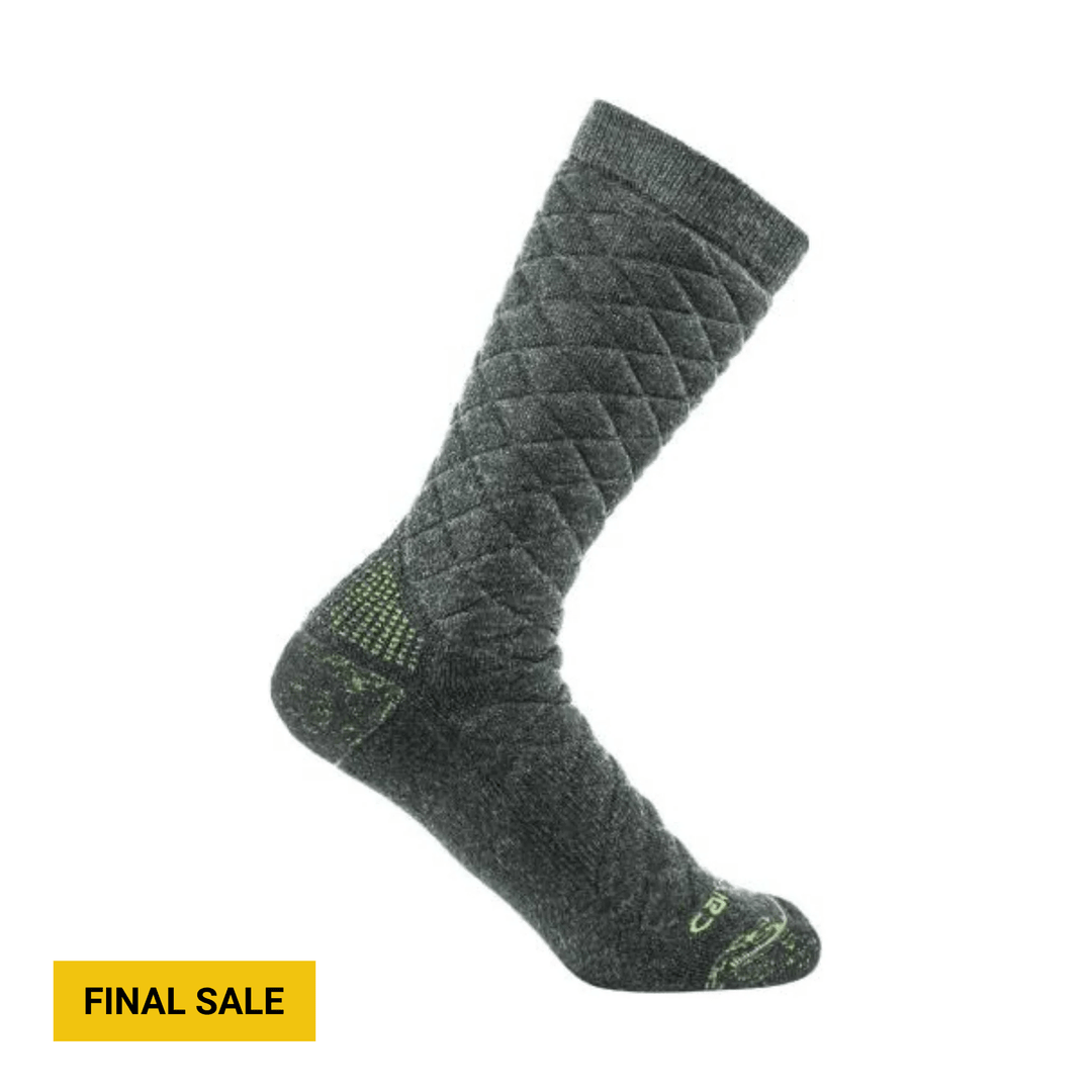 Dark knit boot sock with ribbed cuff and green heel and toe accents; FINAL SALE text shown