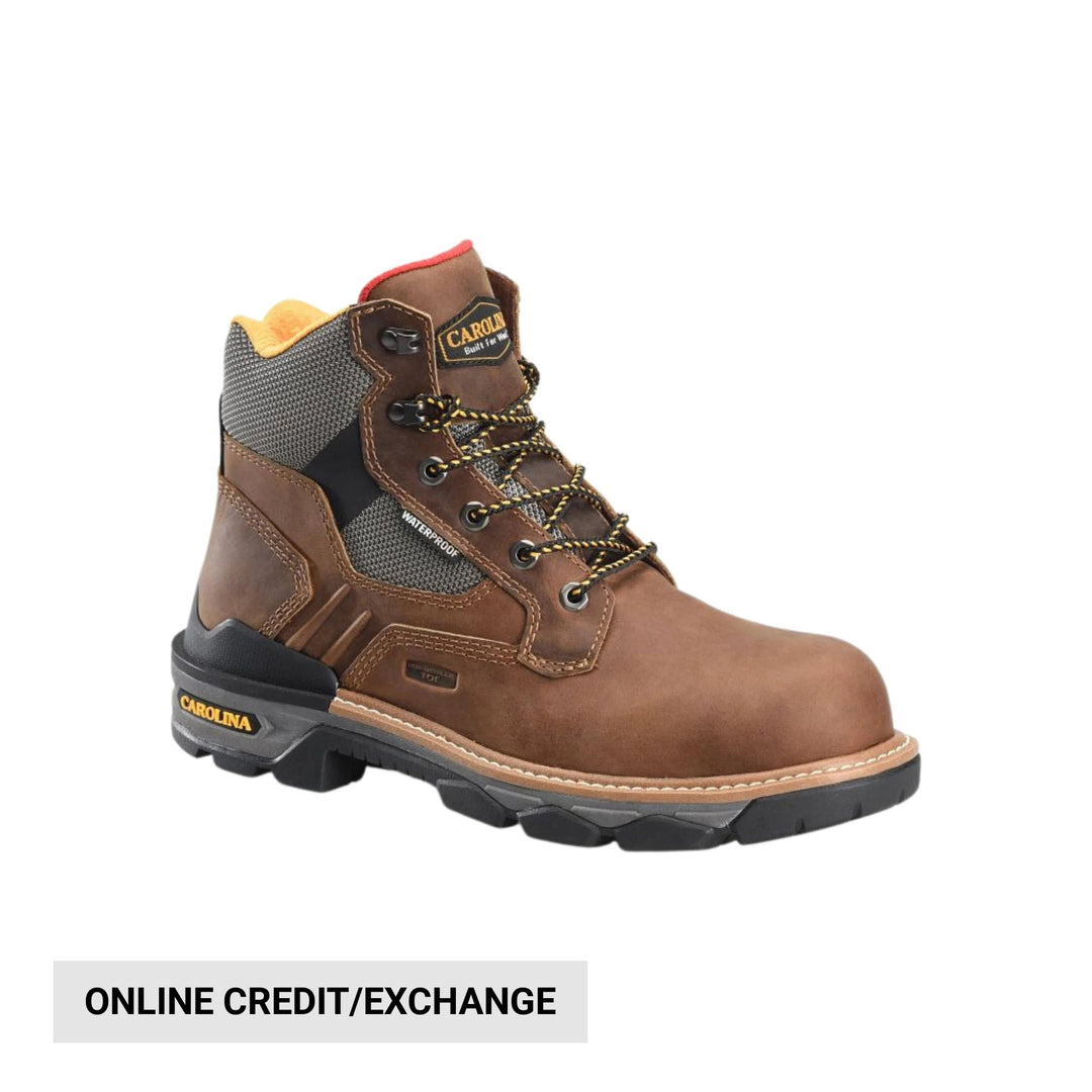 Brown work boot with Carolina logo on a white background
