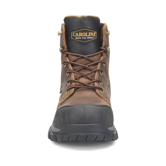 Front view of brown and black workboot