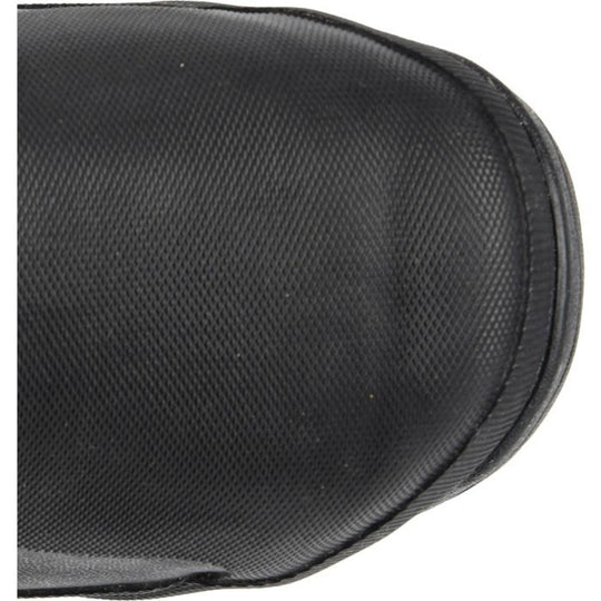 Black textured boot collar with padded trim