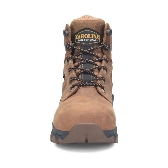 Brown work boot with visible brand logo on a white background