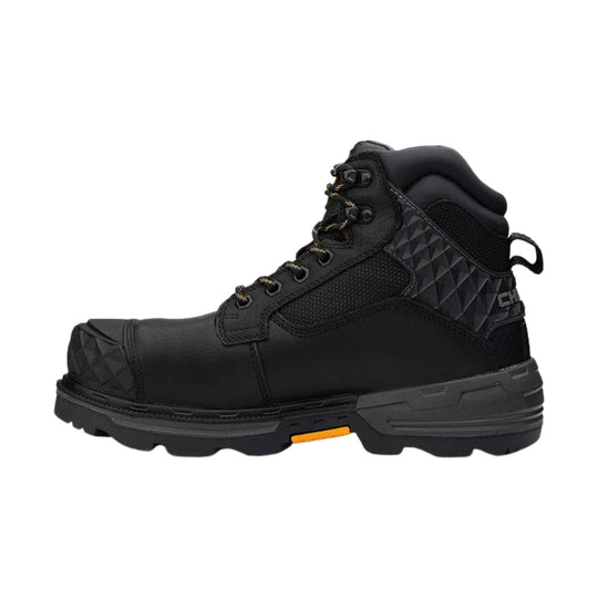Black mid-cut work boot with composite toe, padded collar, and rugged lug sole